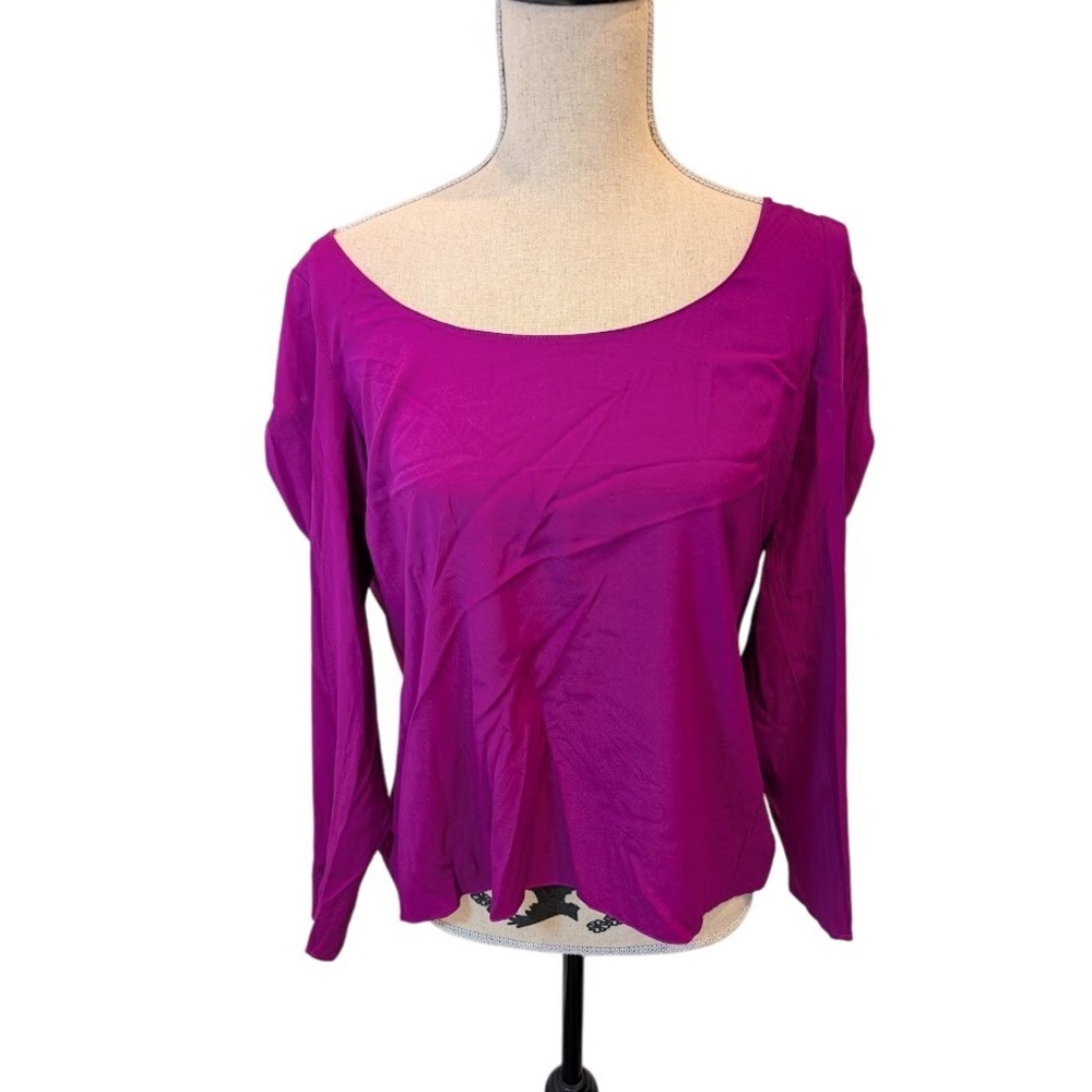 Jay Godfrey Silk Blend Long Sleeve Blouse Going Out Dressy Top Purple Shirt Sz 6